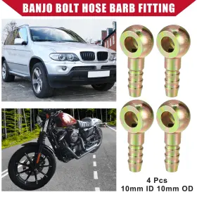 X Autohaux 716058895375 4 Pcs Banjo Bolt Hose Barb Fitting 10mm Id Od Metal For Car Motorcycle