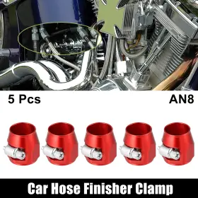 X Autohaux 724117486075 5pcs An8 Hex Car Hose Finisher Pipe Clamp With Screw Band Adapter Fitting Red X Autohaux 724117486075 5pcs An8 Hex Car Hose Finisher Pipe Clamp With Screw Band Adapter Fitting Red