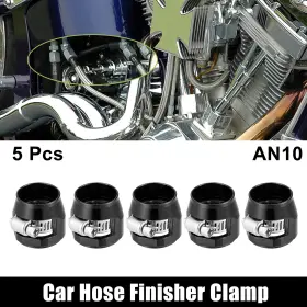 An10 X Autohaux 724117486167 5 Pcs Hex Car Hose Finisher Pipe Clamp With Screw Adapter Fitting Black