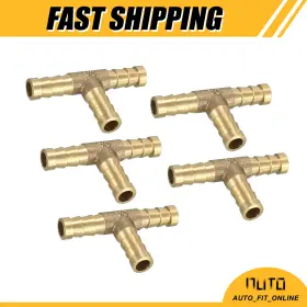 X Autohaux 726215381689 5pc 8mm Brass Barb Hose Fitting Tee T 3 Way Connector Joiner Air Water Fuel Gas X Autohaux 726215381689 5pc 8mm Brass Barb Hose Fitting Tee T 3 Way Connector Joiner Air Water Fuel Gas