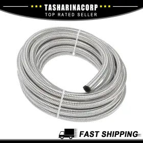 X Autohaux 726215384673 Universal Piece Of 1 20 Ft 6an Fuel Hose An6 3/8 Inch Braided Oil Gas Line
