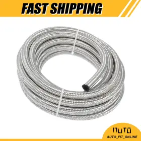 X Autohaux 726215604252 One 20 Ft 6an 3/8 Inch Braided Stainless Steel Cpe Oil Fuel Gas Line Hose Universal