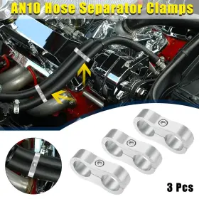 An10 X Autohaux 731618435532 3 Pcs Car Hose Separator Clamp Fuel Line Connector Replace Silver Tone