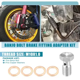 M10x1.0 X Autohaux 743151059540 Banjo Bolt Brake Fitting Adapter Kit Line Thread With 4 Washers