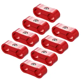 X Autohaux 743151730944 8pcs Car An4 Hose Separator Clamp Fitting Adapter Bracket For 1/4 Fuel Red