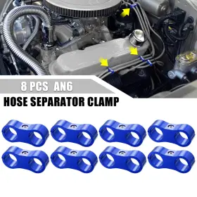 X Autohaux 743151731002 8 Pcs Vehicle An6 Hose Separator Clamp Fitting Adapter For 3/8 Fuel Blue