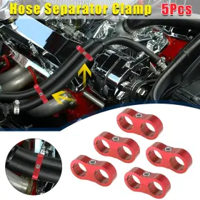 An10 X Autohaux 747709869513 Hose Separator Clamp Fuel Line Fitting Connector For Oil Red 5 Pcs