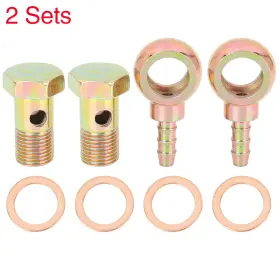 X Autohaux 752374226240 2 Sets 16mm Diameter Banjo Bolt Washer Kit Bronze Tone Metal For Motorcycle Car
