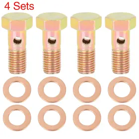 X Autohaux 752374226547 4 Sets M8x1.0mm Metric Thread Banjo Bolts Brake Fitting Adapter With M8 Washers
