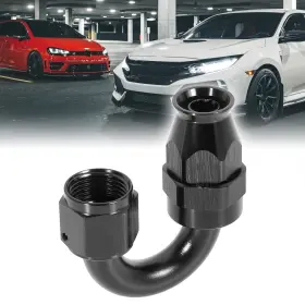 X Autohaux 752374776684 An8 180 Degree Swivel Car Hose End Fitting Black For Ptfe Fuel Oil Line Adapter