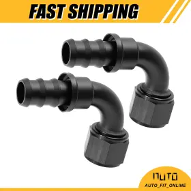 An12 X Autohaux 766549711578 Two 90 Degree Push Lock Hose Fitting End For Car Auto Fuel Line Universal