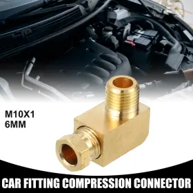 M10x1 X Autohaux 767153695070 Universal 90 Degree Elbow Brass Fitting - Car Fit 6mm Gold Tone