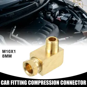 M10x1 X Autohaux 767153695186 Universal 90 Degree Elbow Brass Fitting - Car Fit 8mm Gold Tone