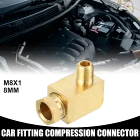 M8x1 X Autohaux 767153695209 Universal 90 Degree Elbow Brass Fitting - Car Fit 8mm Gold Tone M8x1 X Autohaux 767153695209 Universal 90 Degree Elbow Brass Fitting - Car Fit 8mm Gold Tone
