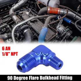 X Autohaux 782685111324 An6 90 Degree Male To 1/8 Inch Npt Car Flare Bulkhead Fitting Adaptor Blue
