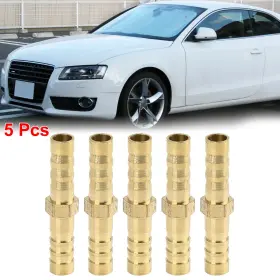 X Autohaux 784958709948 5pcs 6mm Water Gas Oil Brass Barb Hose Fitting Straight Union Connector Adapter