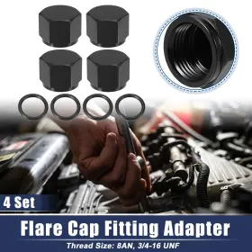 X Autohaux 786527379453 4 Set An8 Female Flare Cap Port Plug Block Off Fitting Nut Adapter With O-ring