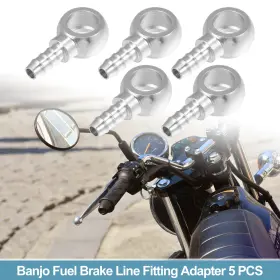 X Autohaux 786527495221 16mm Id 10mm Od Banjo Fitting Fuel Line Adapter Connector Silver Tone 5 Pcs