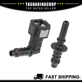 X Autohaux 786527693597 Universal Piece Of 2 Fuel Line Hose Quick Release Connector 6.3mm Sae 90 Degree