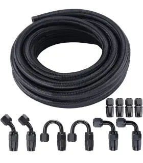 B0dh1xyylx Yaegoo 6an 20ft Fuel Line Hose Kit Nylon Stainless Steel Braided Oil Fittings An6