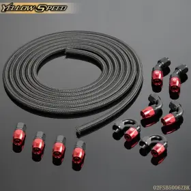 Yew10095 Yellowspeed 16.4ft 6an Fitting Stainless Steel Nylon Braided Oil Fuel Hose Line Kit