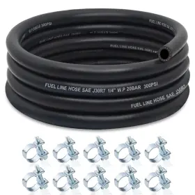 Zonbang Fhl-1/4-10ft-10c 1/4 Fuel Line Nbr Rubber Hose Id 10ft 10 Clamps Black