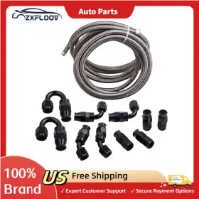 Tfn510 Zxfloov Premium -6an 20ft Ptfe Stainless Steel Braided Fuel Line And Hose Adaptor