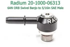 Radium 20-1000-06313 Swivel Banjo -6AN Orb To 5/16" Sae Male Aluminum Fitting New. Price: $43.80.