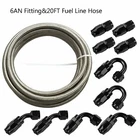 6AN 20FT Braided Fuel Hose Stainless Steel W/ Black Swivel Fitting Adaptor Kit New. Price: $49.99.