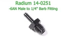 Radium 14-0251 -6AN Male To 1/4" Barb Fitting Aluminum Black Oil Fuel Water Air New. Price: $17.98.