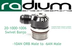 Radium 20-1000-1006 Swivel Banjo -10AN Orb Male To -6AN New. Price: $46.00.