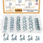 Zdwfdc 34PCS 8-18MM 5 Sizes Fuel Injection Line Hose Clamps Kit, Silver New. Price: $13.35.