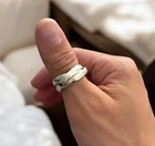 Triple Interlocked Sterling Silver Ring/three Rolling Ring/multi Band , All Size New. Price: $13.79.