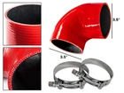 Red Silicone 90 Degree Elbow Coupler Hose 3.5" 89 Mm + T-bolt Clamps Ch New. Price: $22.99.
