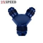 New Blue Aluminum Oil Fuel Fluid Y Block Flare Fitting 8AN X 6AN Male. Price: $9.99.
