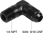 6AN Male Flare To 1/4 Npt Pipe 90 Degree Fitting Adapter Union Aluminum New. Price: $9.99.